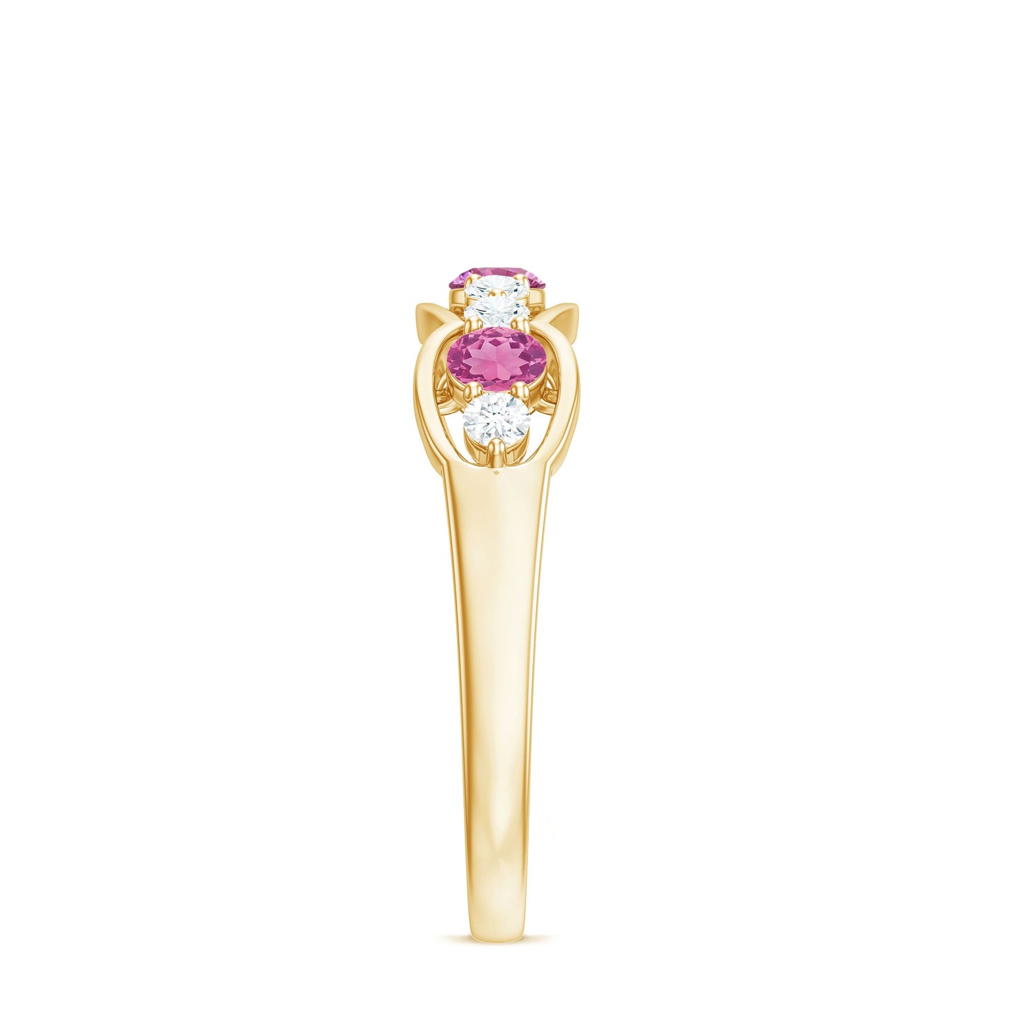 Pink Tourmaline and Diamond Wedding Anniversary Band Ring
