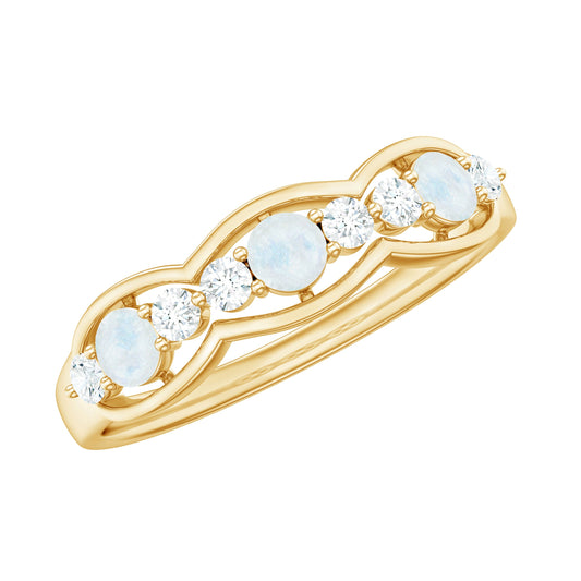 Moonstone and Diamond Wedding Anniversary Ring