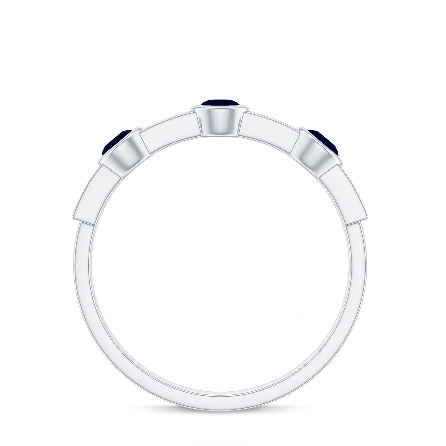Natural Blue Sapphire Half Eternity Ring with Diamond for Women