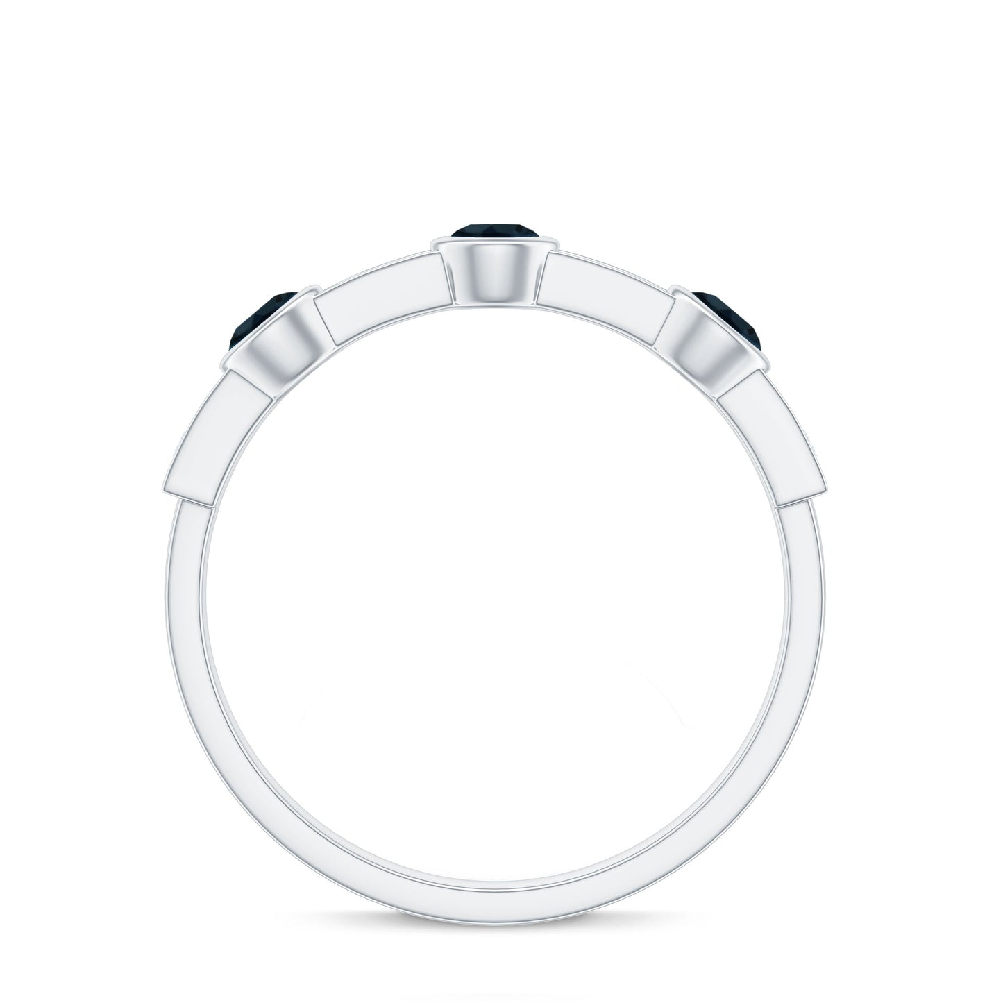 Bezel Set London Blue Topaz Half Eternity Band with Diamond