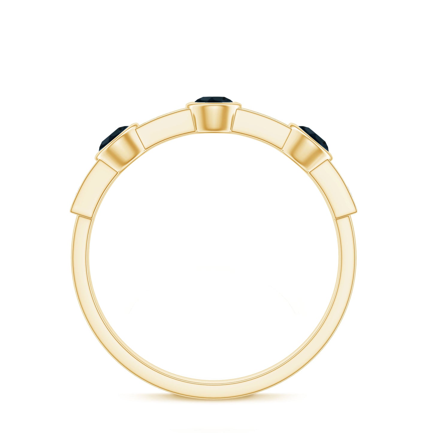 Bezel Set London Blue Topaz Half Eternity Band with Diamond