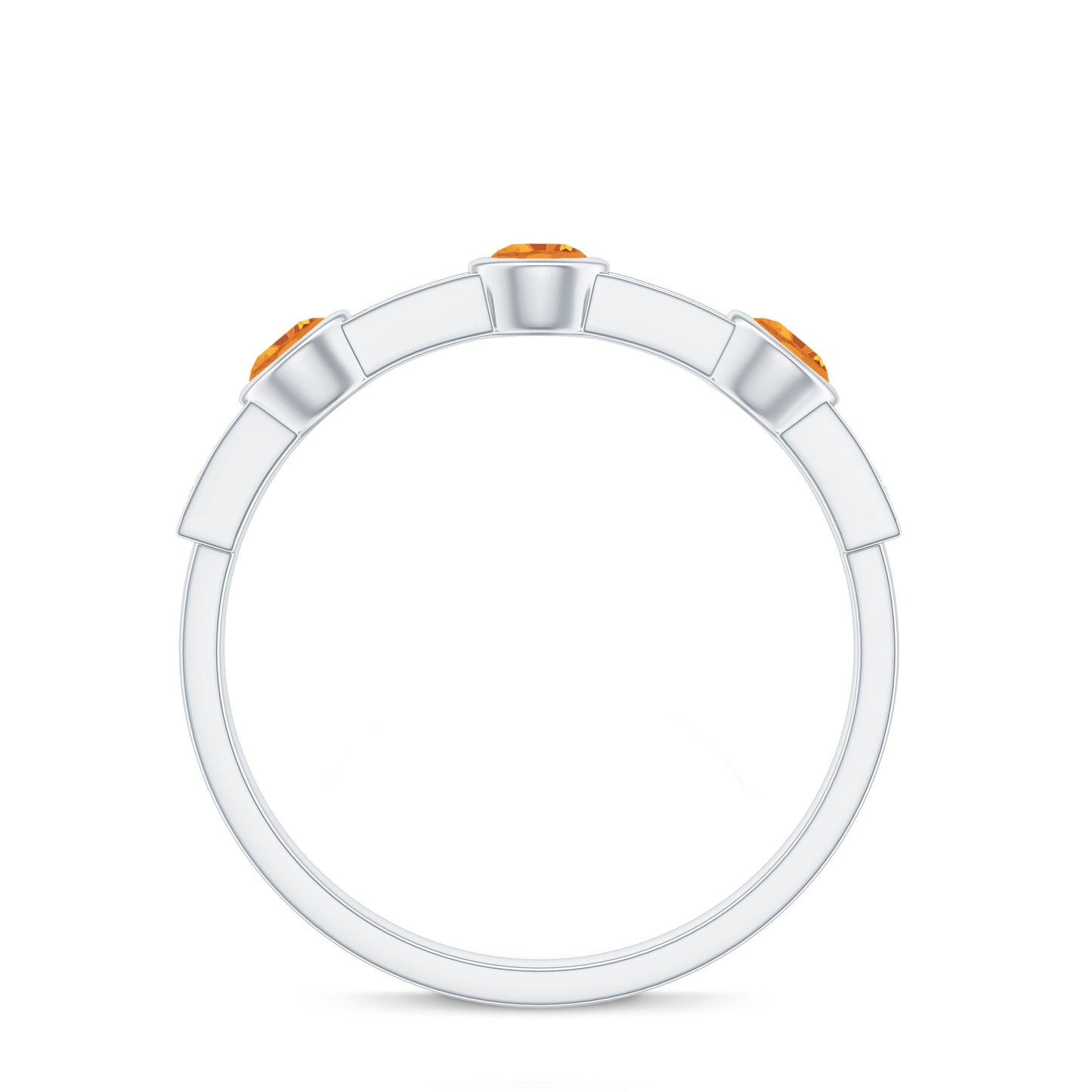 Real Citrine Diamond Half Eternity Wedding Band in Bezel Setting