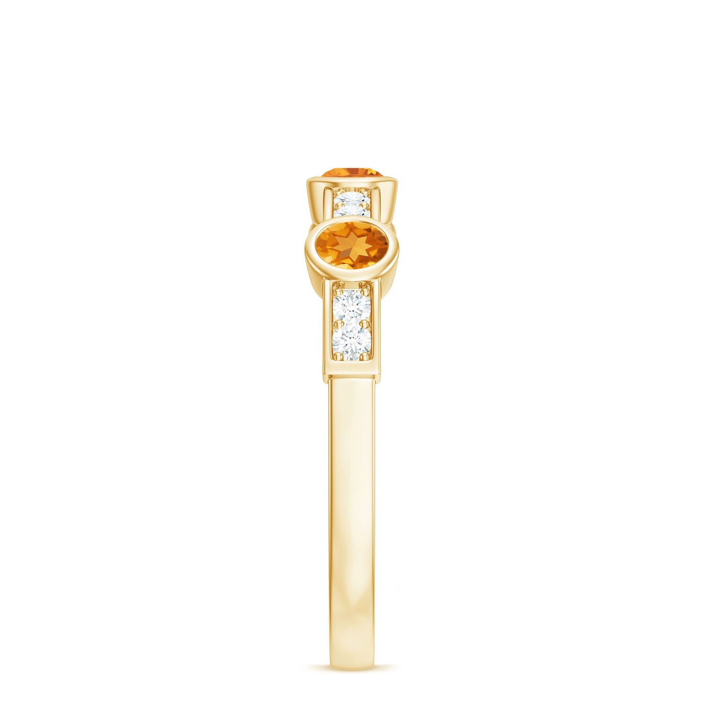 Real Citrine Diamond Half Eternity Wedding Band in Bezel Setting