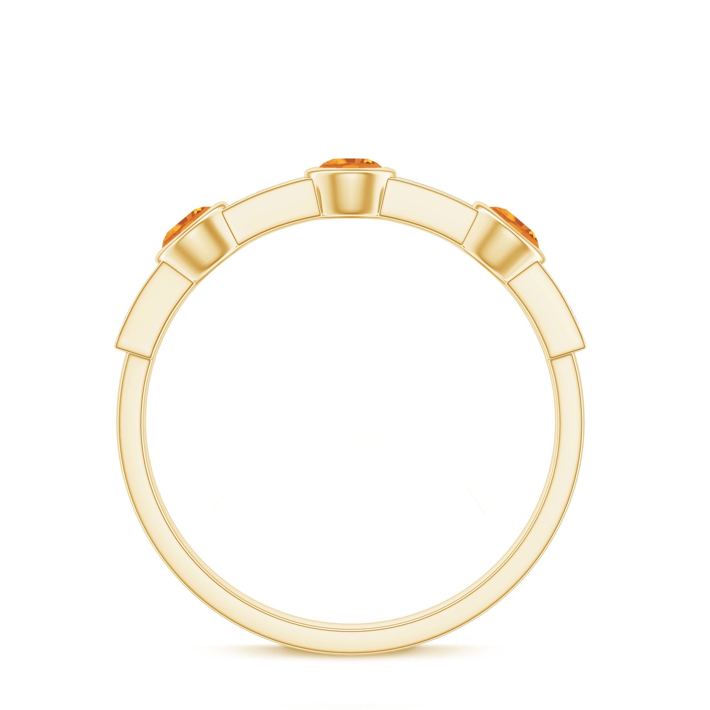 Real Citrine Diamond Half Eternity Wedding Band in Bezel Setting