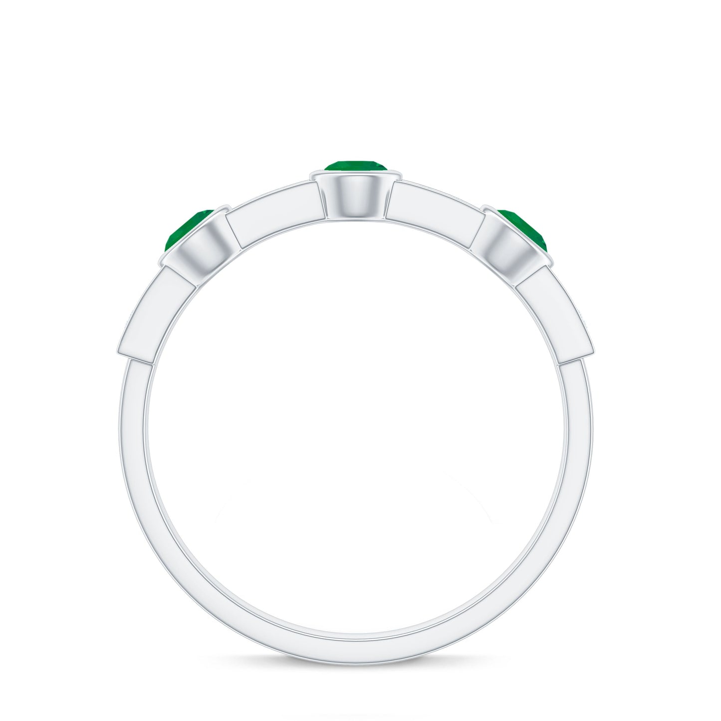 Certified Real Emerald Half Eternity Ring with Diamond