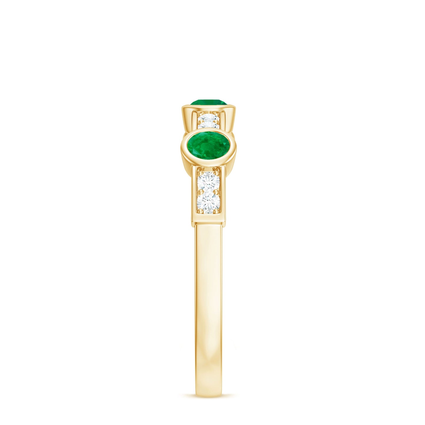 Certified Real Emerald Half Eternity Ring with Diamond