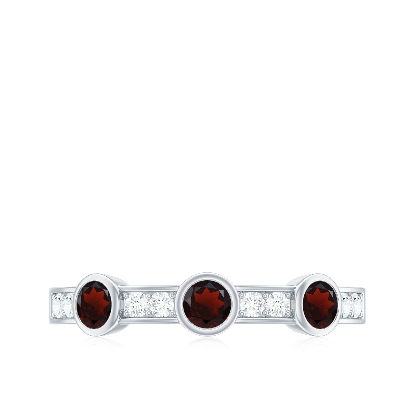 Certified Real Garnet Diamond Half Eternity Ring