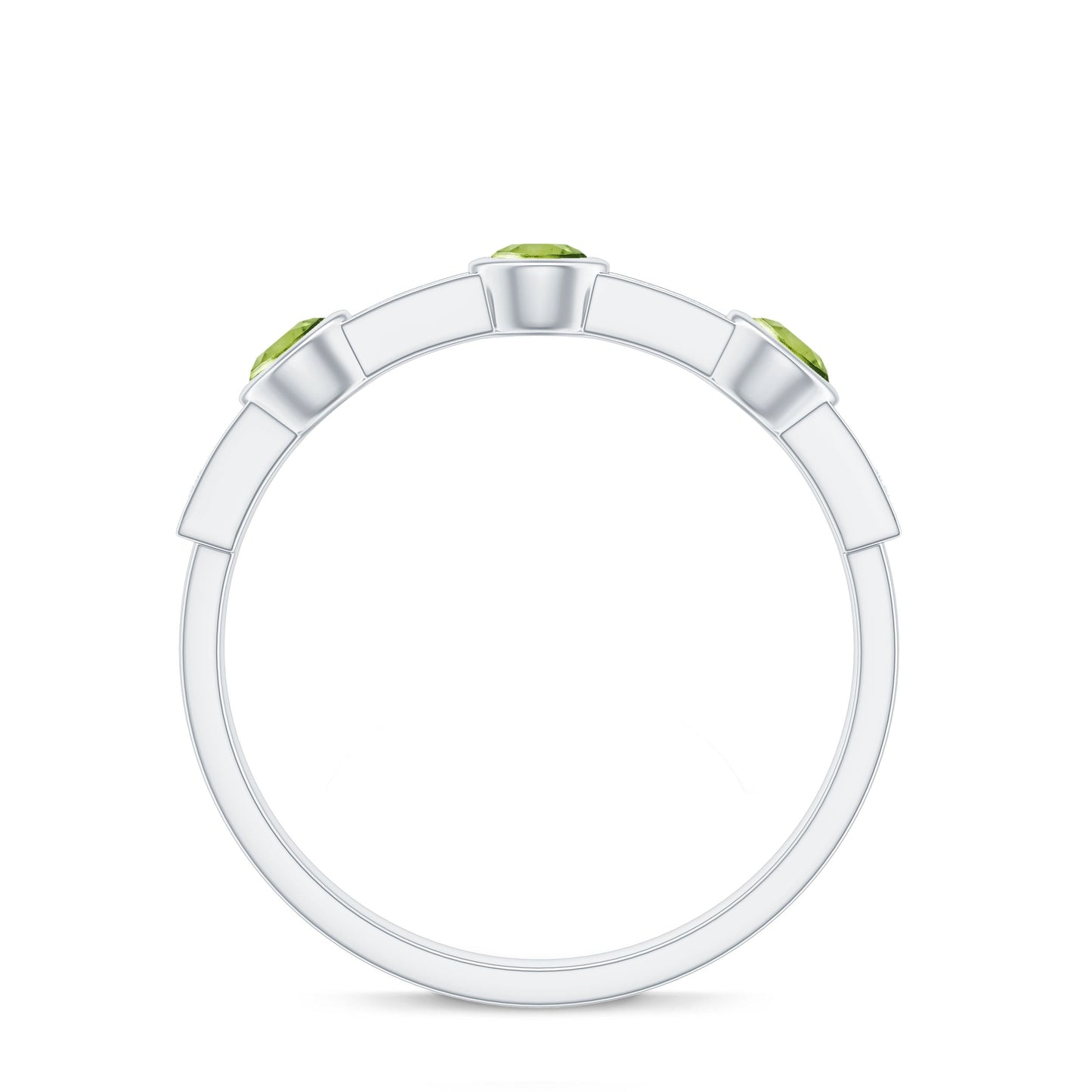 Natural Bezel Set Peridot Half Eternity Ring with Diamond