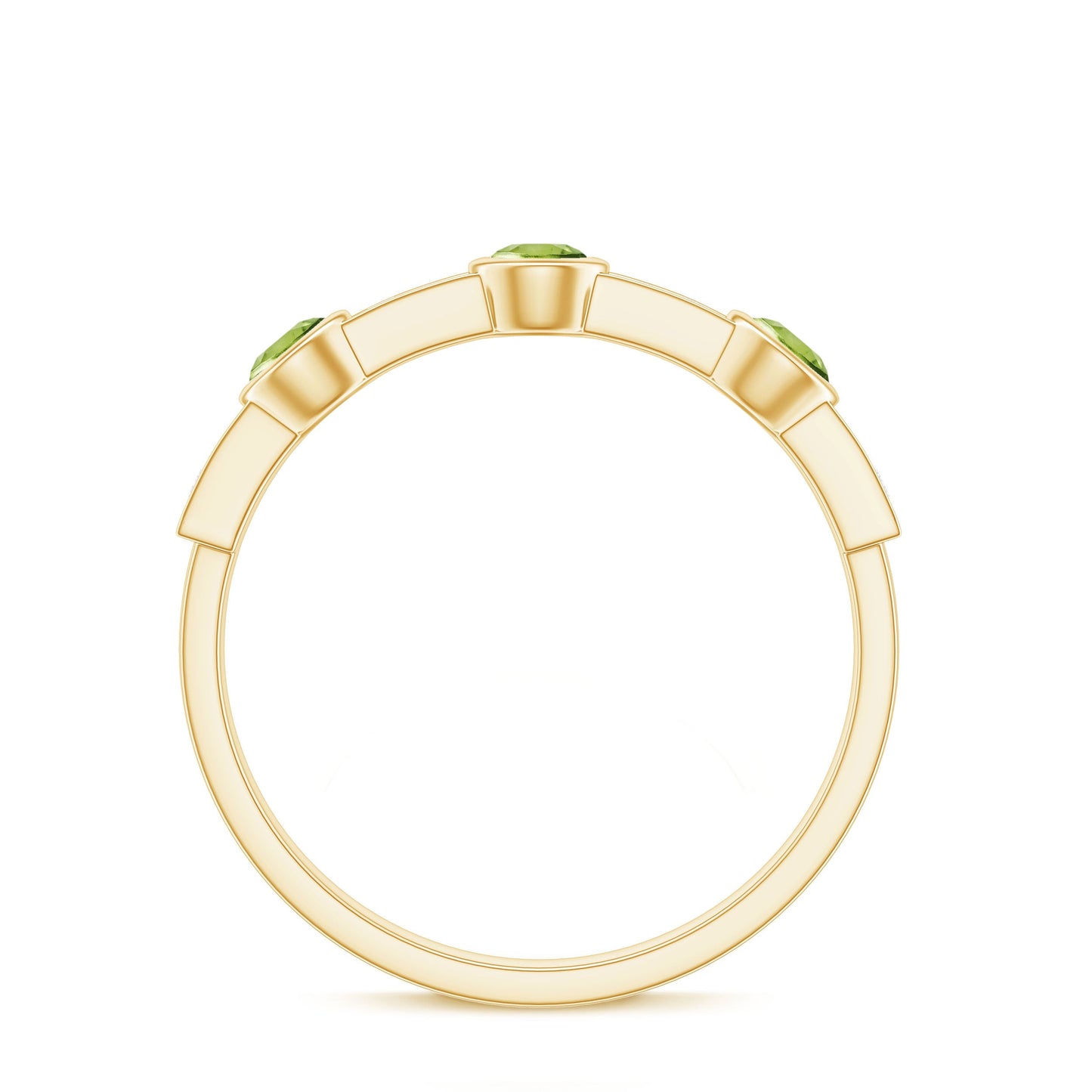 Natural Bezel Set Peridot Half Eternity Ring with Diamond