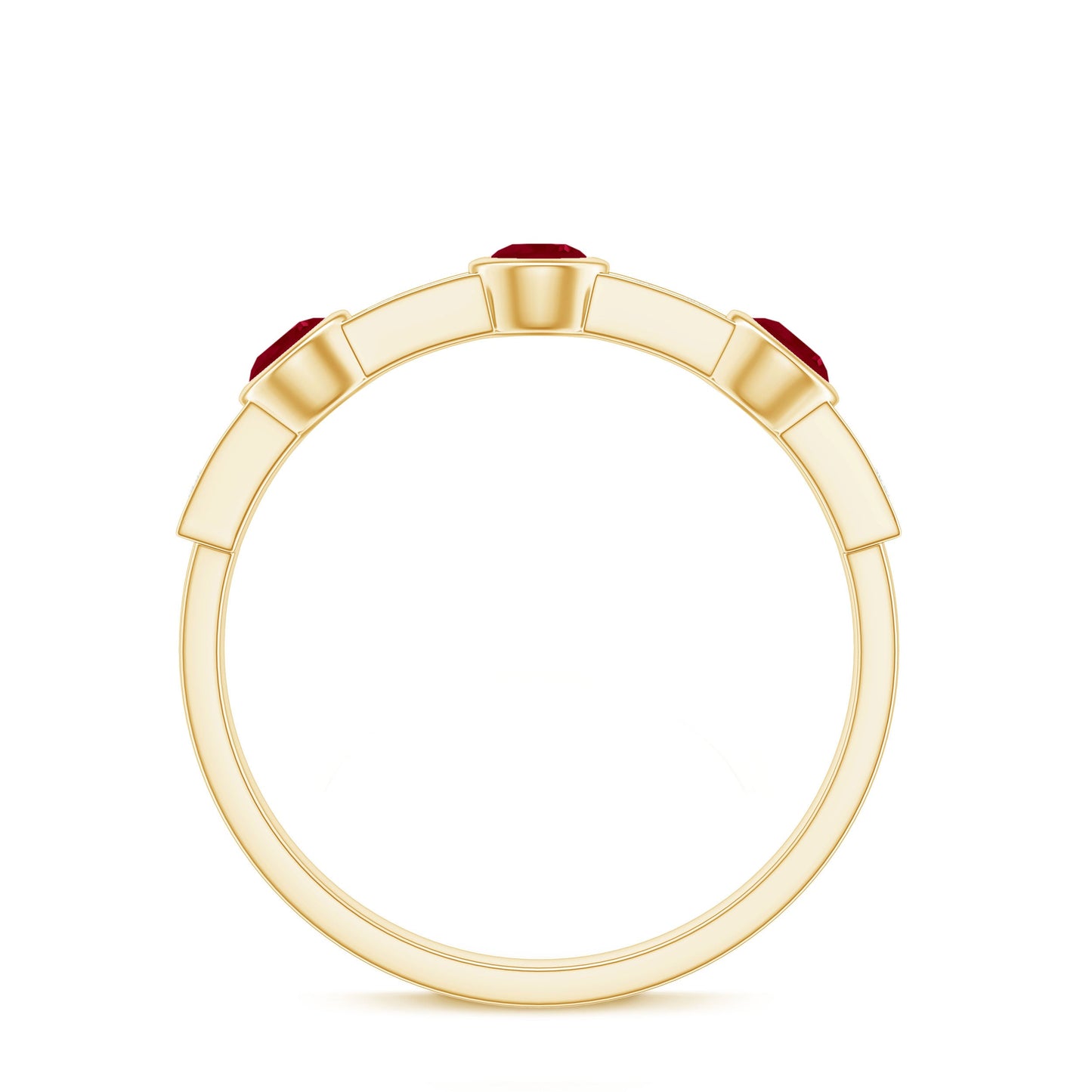Natural Bezel Set Ruby Half Eternity Ring with Diamond