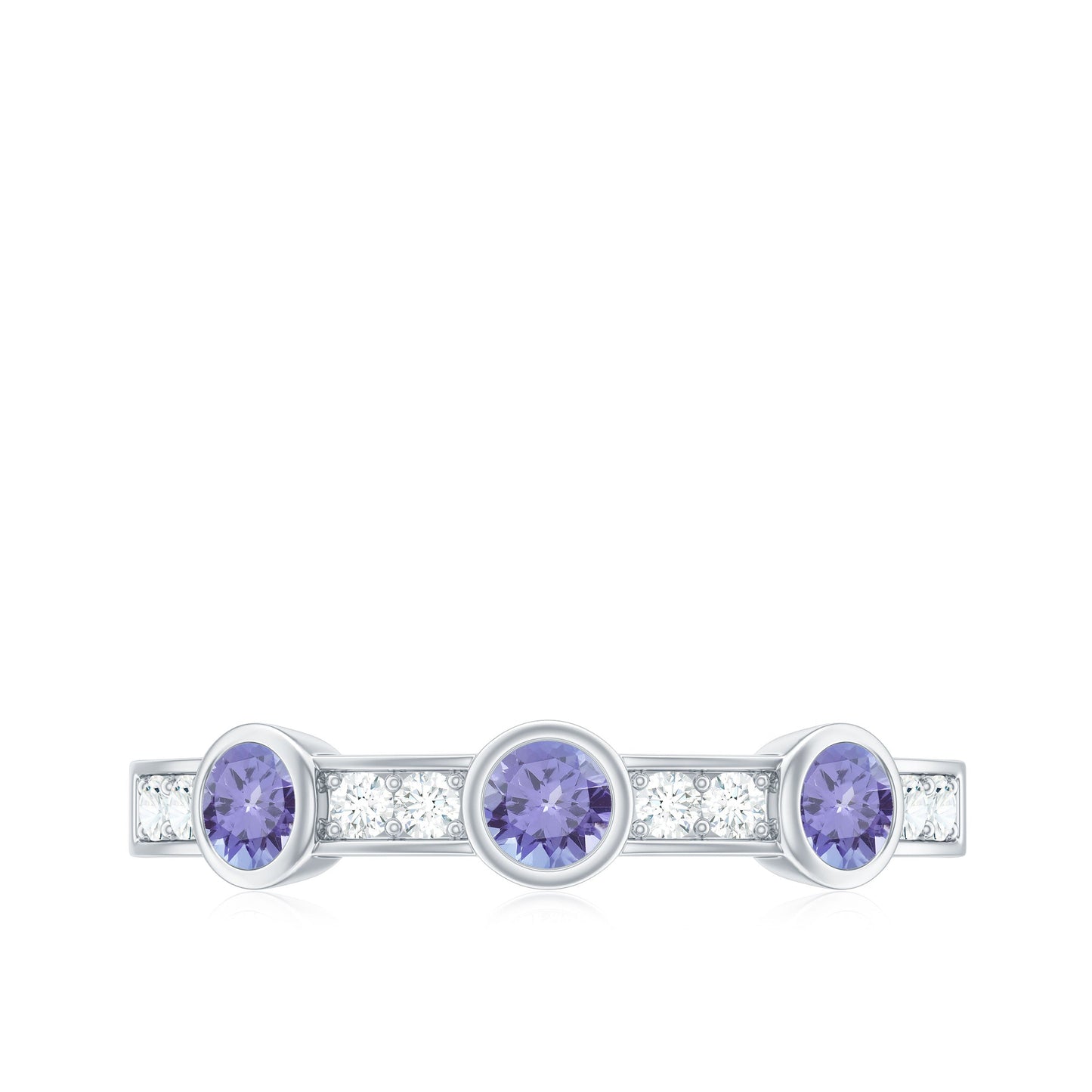 Certified Real Tanzanite Diamond Half Eternity Ring