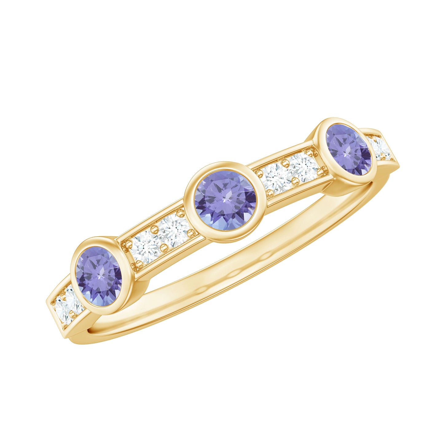 Certified Real Tanzanite Diamond Half Eternity Ring