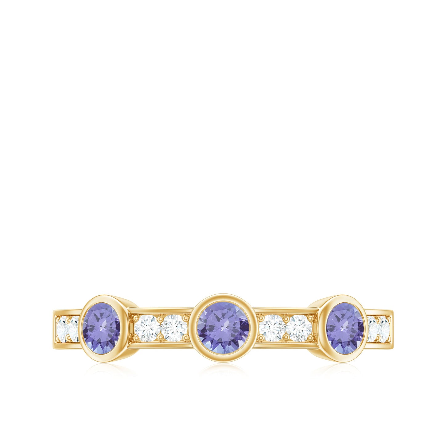 Certified Real Tanzanite Diamond Half Eternity Ring