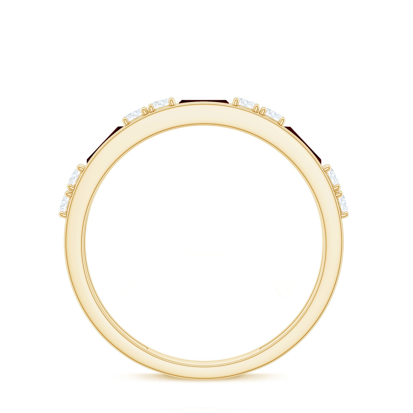 Genuine Baguette Garnet Half Eternity Band with Diamond