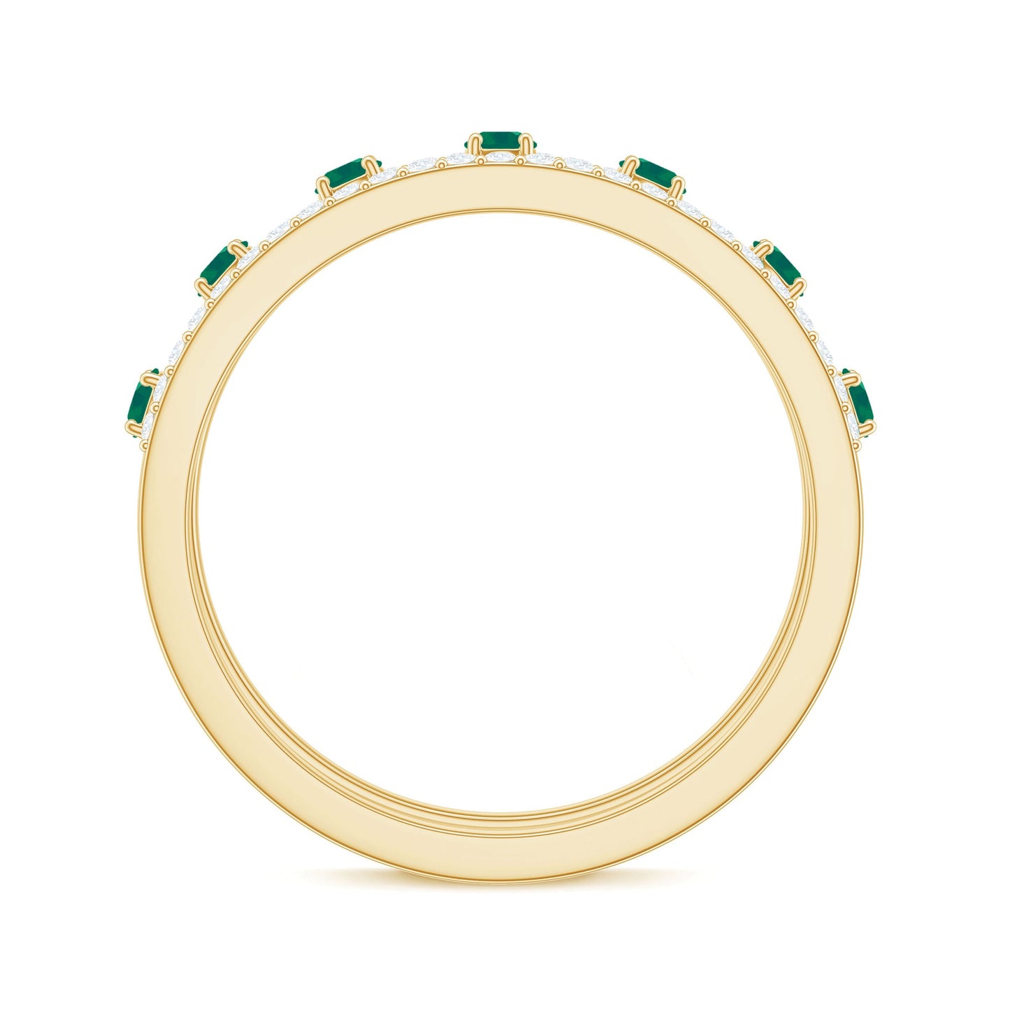 Designer Emerald Diamond Wedding Band Ring with Certificate