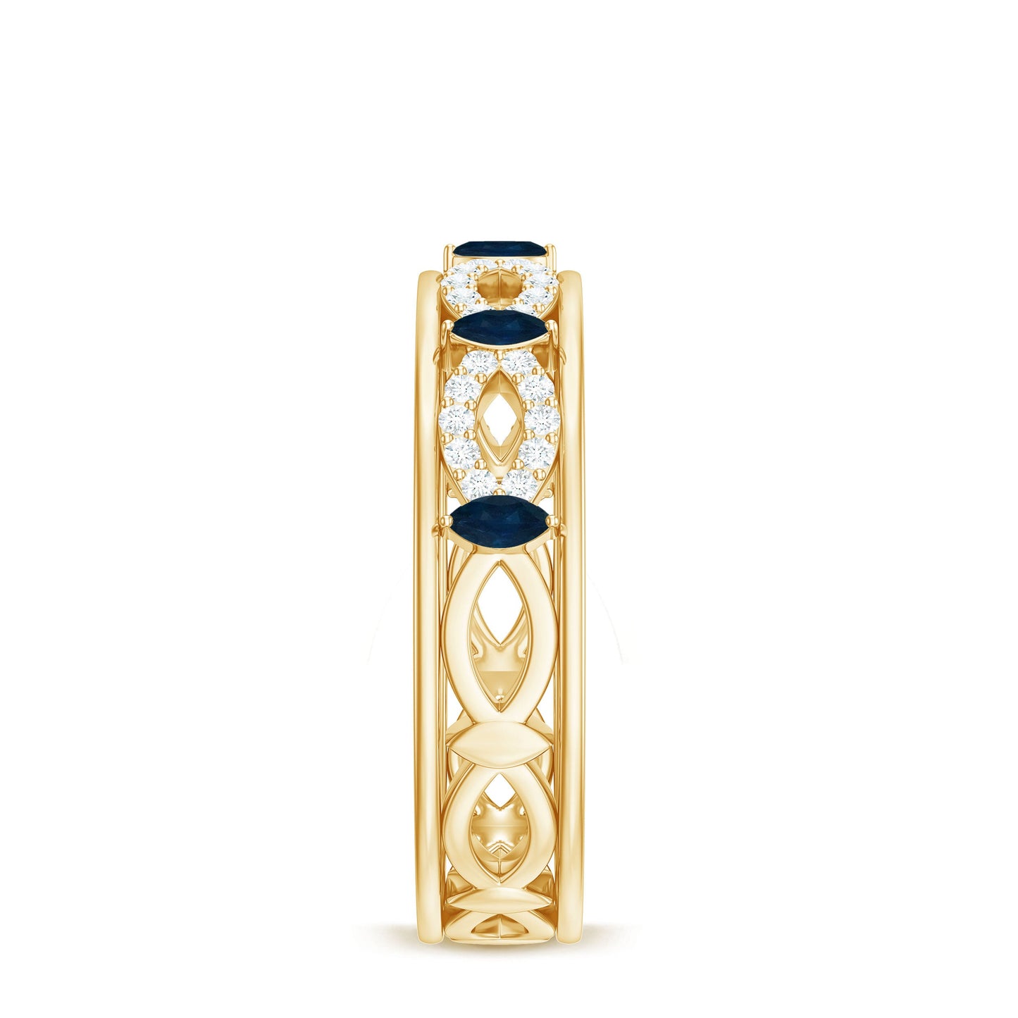 Natural Blue Sapphire Infinity Wedding Band with Diamond