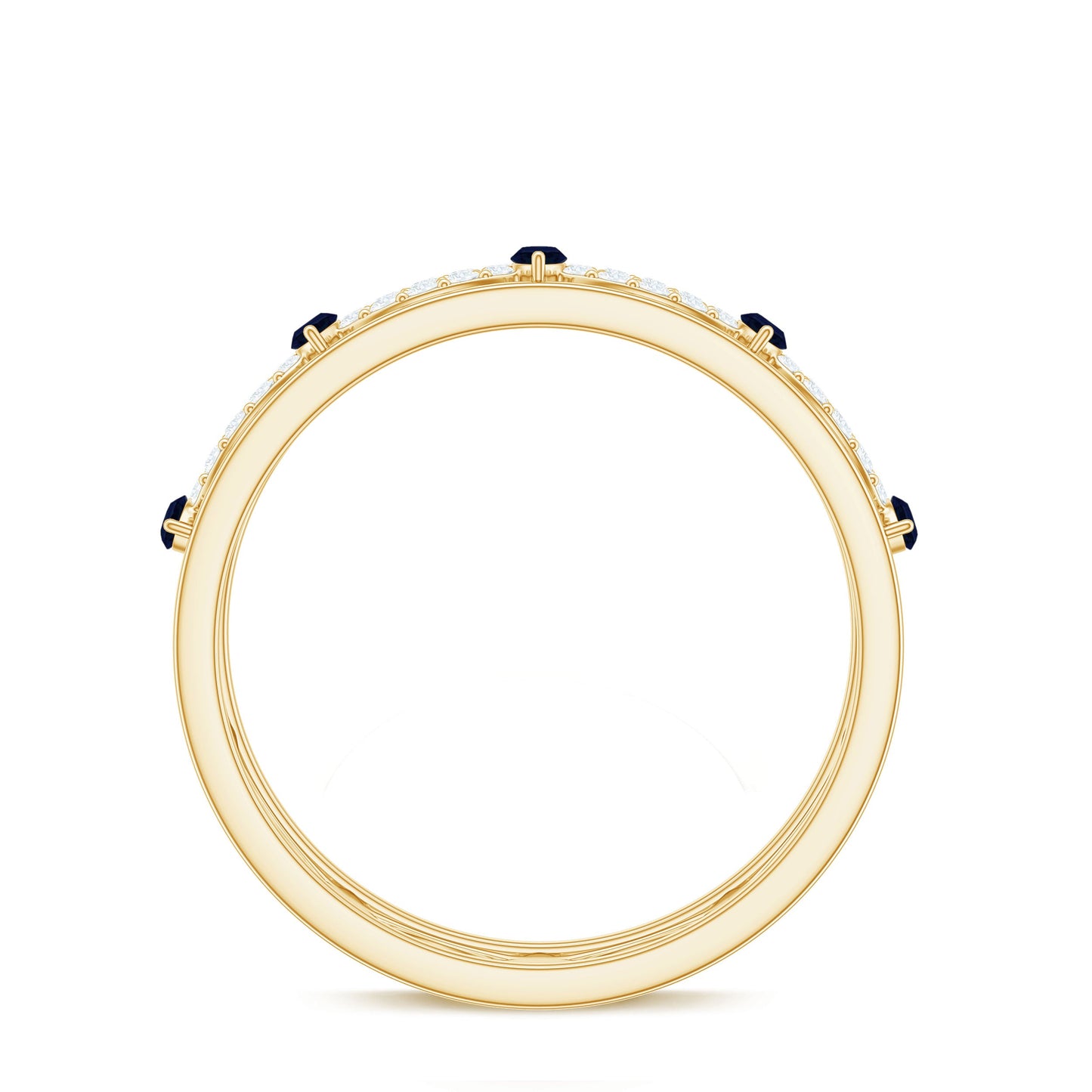 Natural Blue Sapphire Infinity Wedding Band with Diamond
