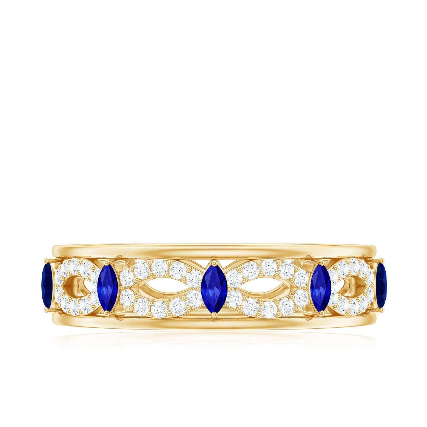 Certified Lab Grown Blue Sapphire Infinity Band Ring with Diamond