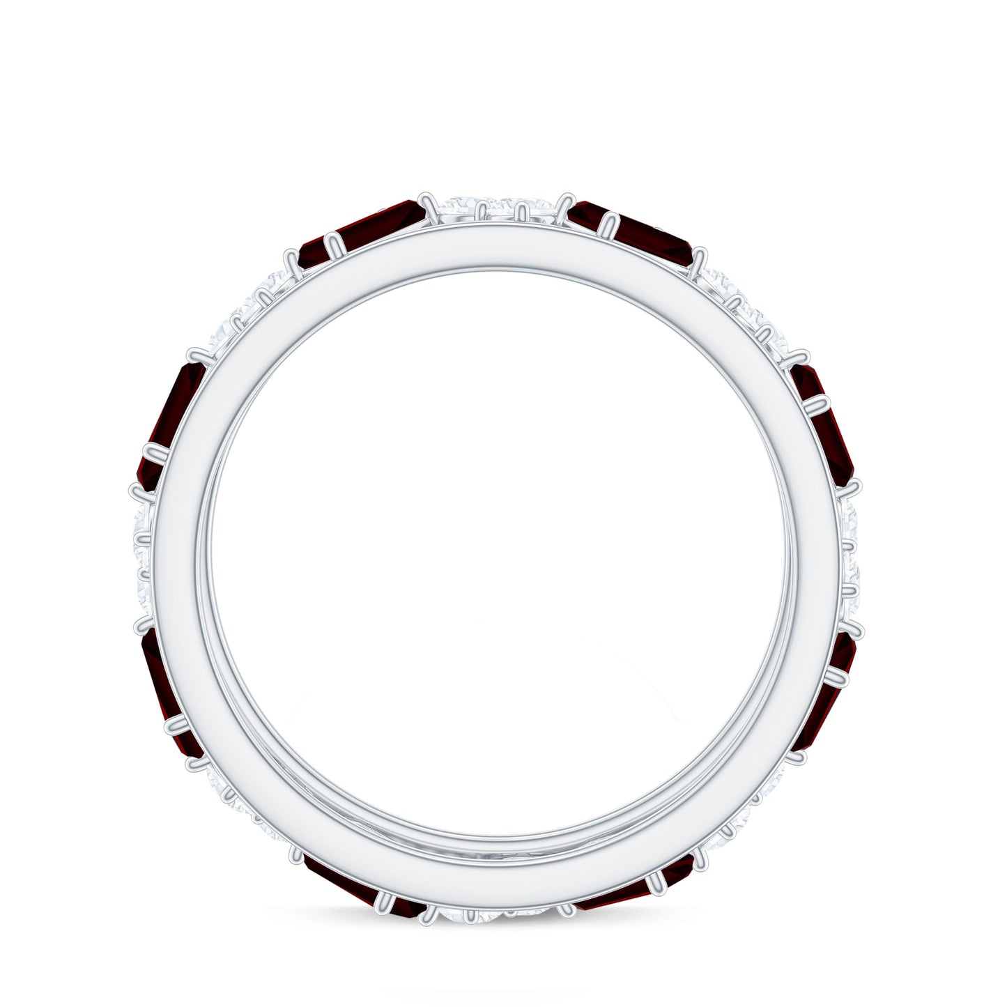 Certified Real Garnet Diamond Wide Eternity Band