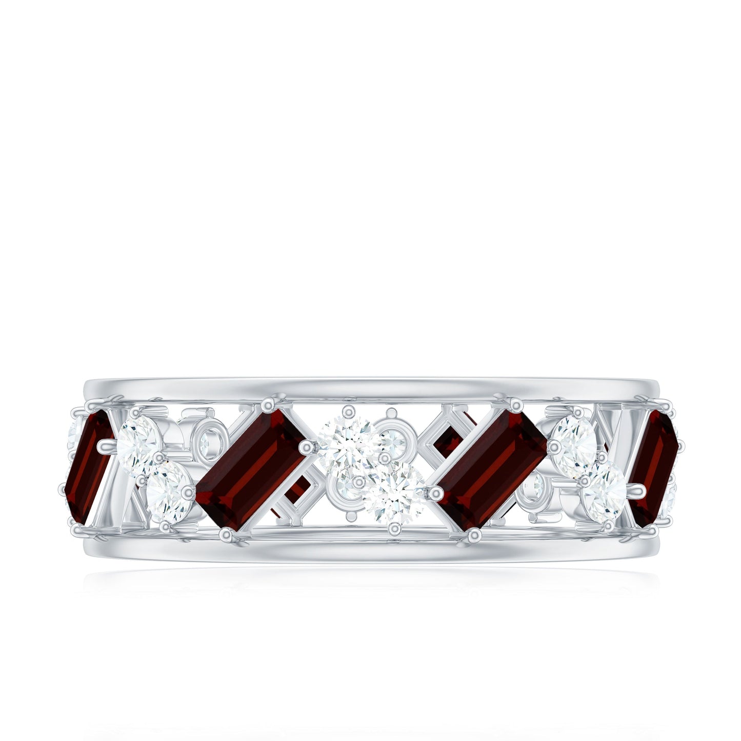 Certified Real Garnet Diamond Wide Eternity Band