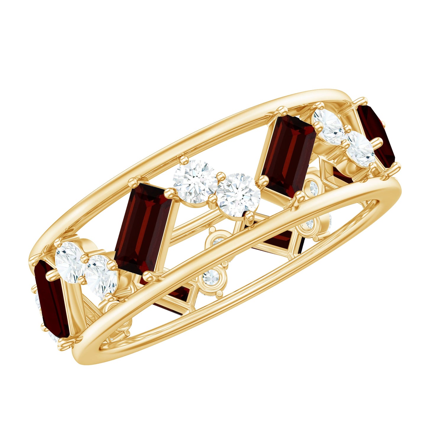 Certified Real Garnet Diamond Wide Eternity Band