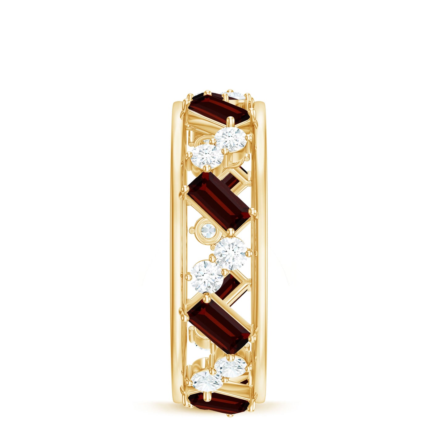 Certified Real Garnet Diamond Wide Eternity Band