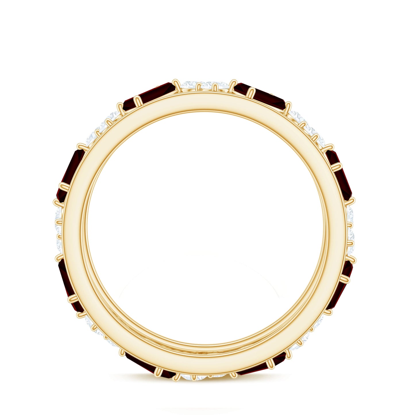 Certified Real Garnet Diamond Wide Eternity Band