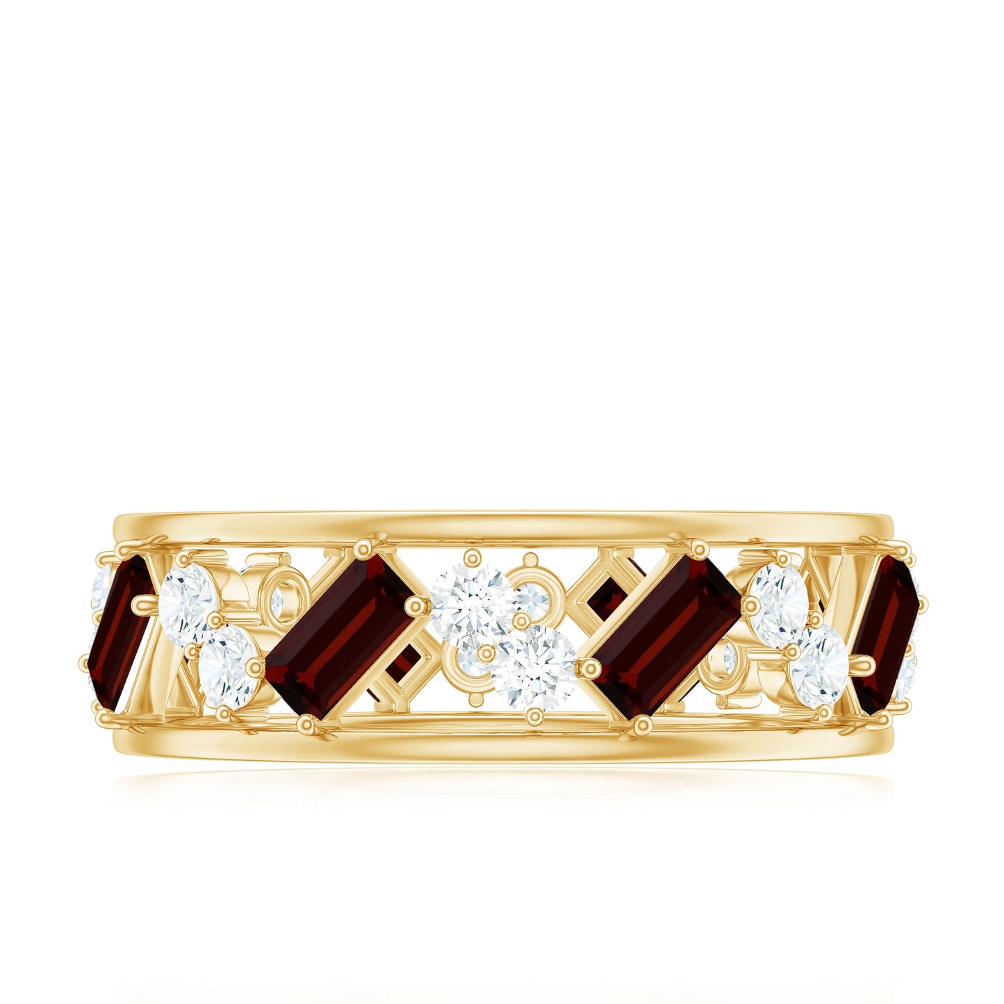 Certified Real Garnet Diamond Wide Eternity Band