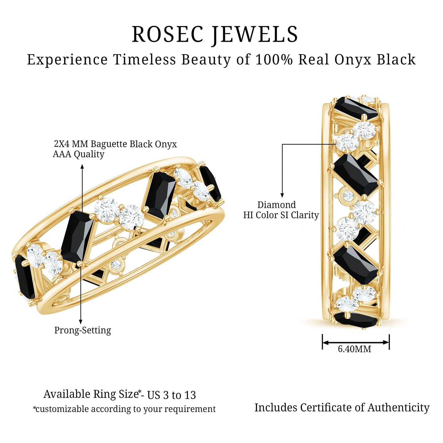 Black Onyx and Diamond Zig Zag Wide Wedding Band