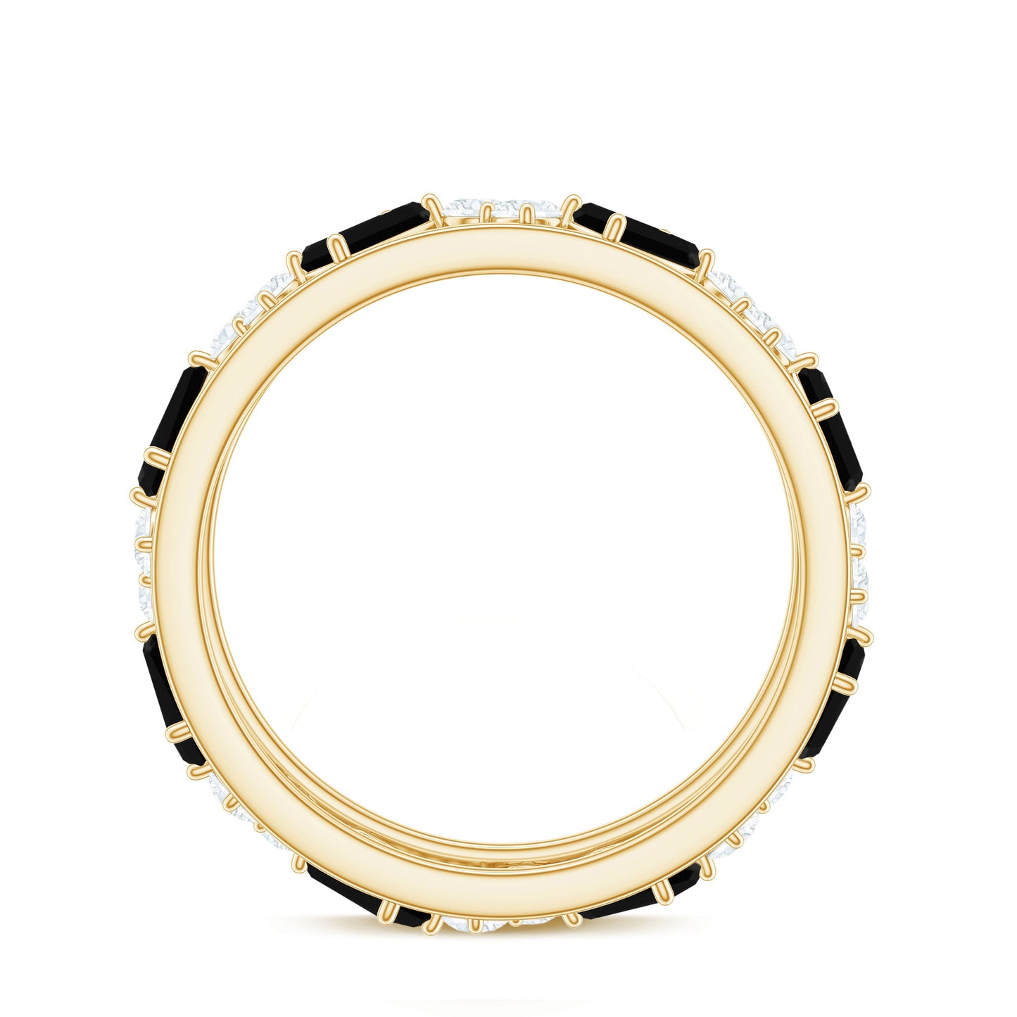 Black Onyx and Diamond Zig Zag Wide Wedding Band