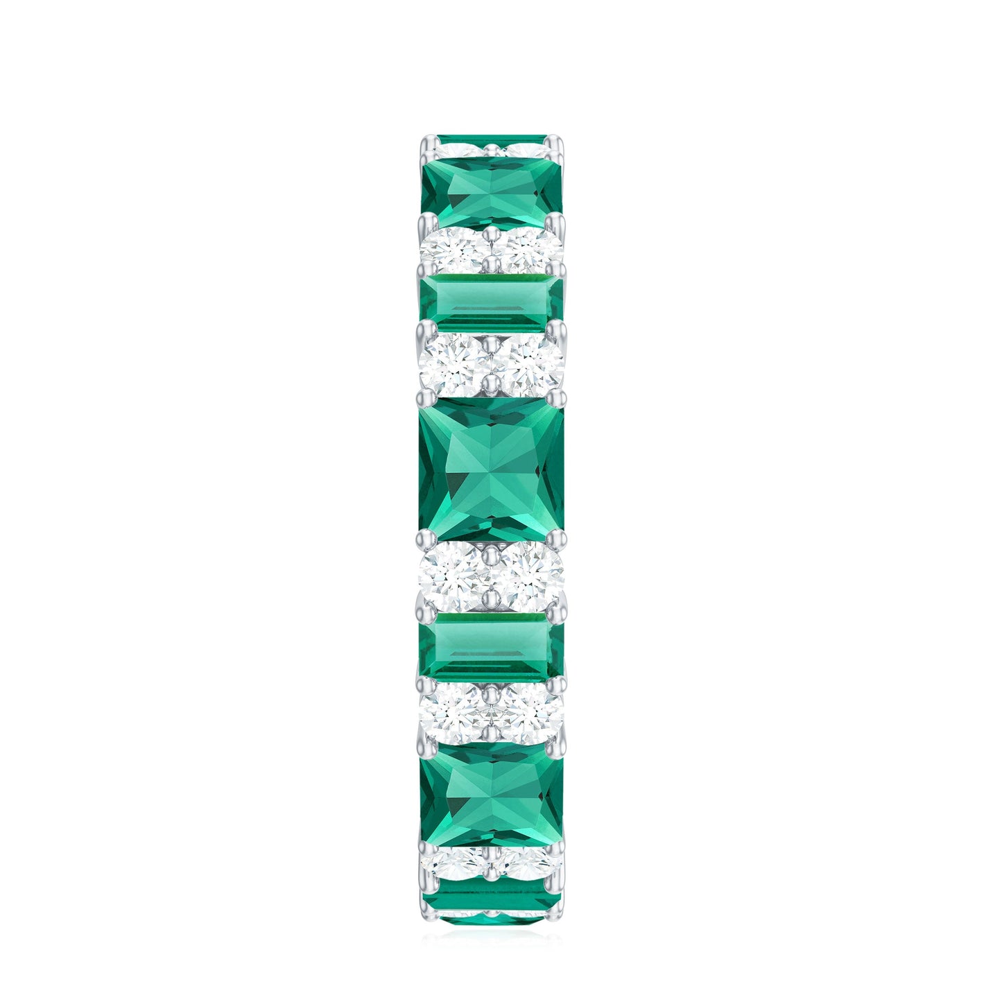 Certified Lab Grown Emerald Eternity Wedding Band with Diamond