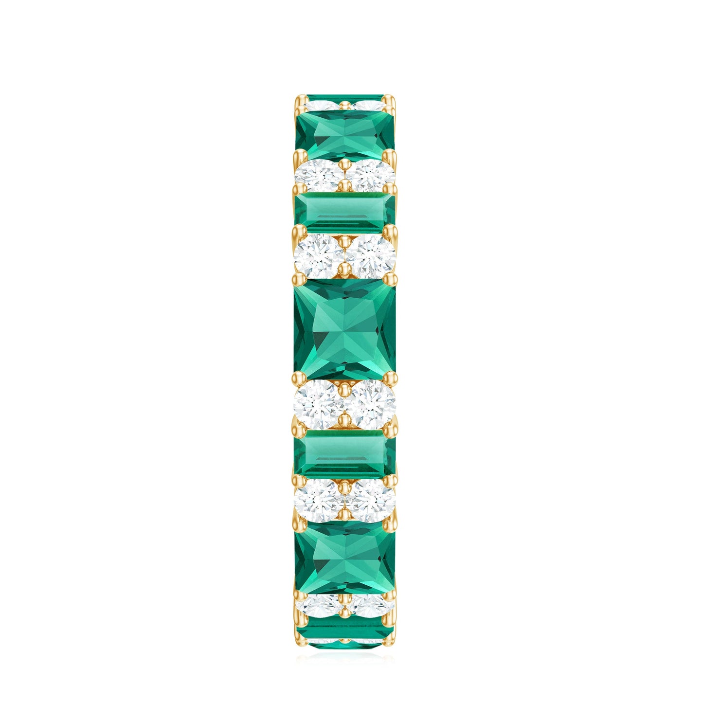 Certified Lab Grown Emerald Eternity Wedding Band with Diamond