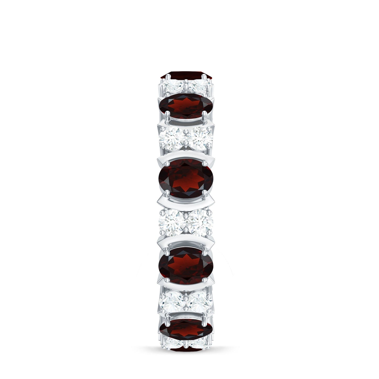 Natural Garnet Diamond Eternity Wedding Band Ring