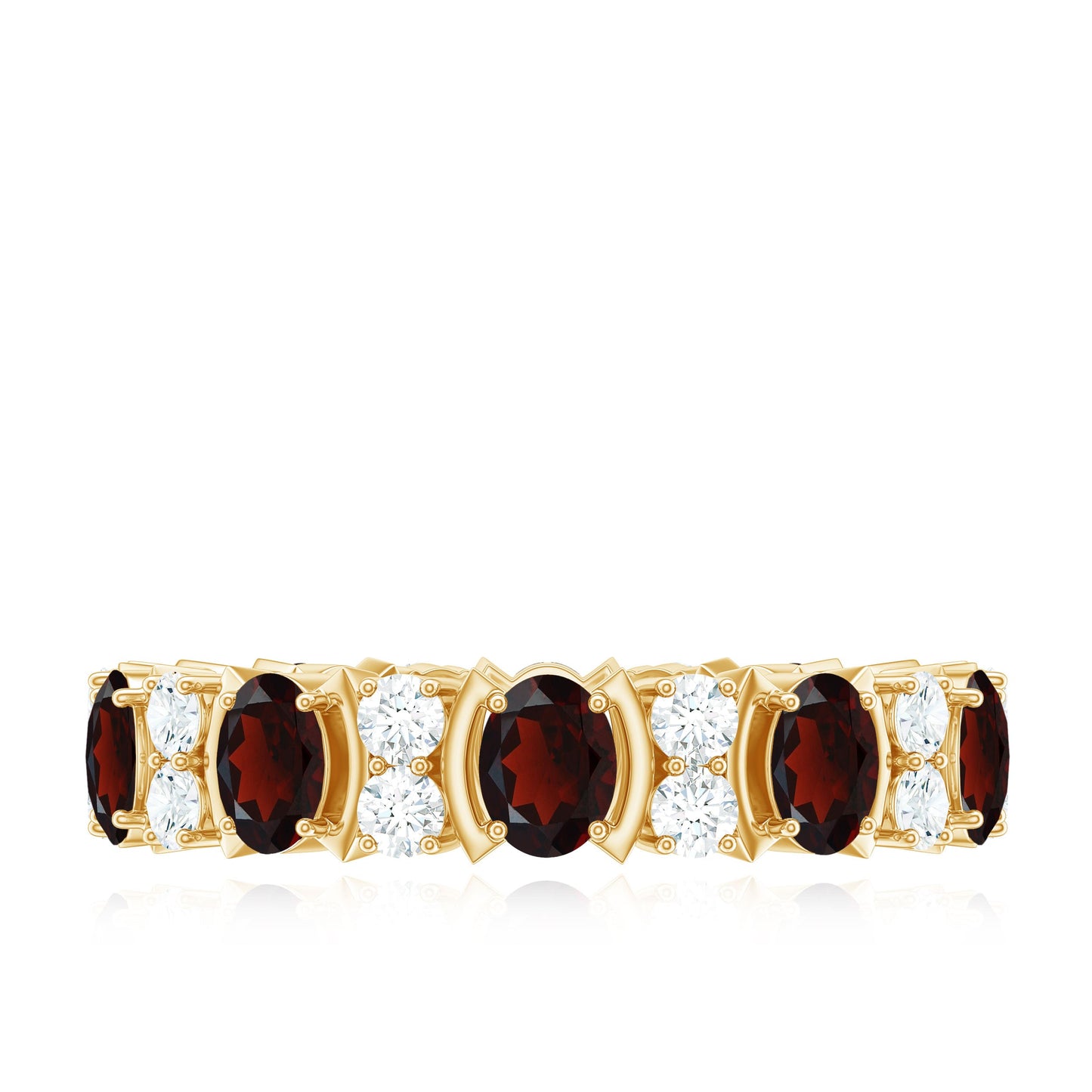 Natural Garnet Diamond Eternity Wedding Band Ring