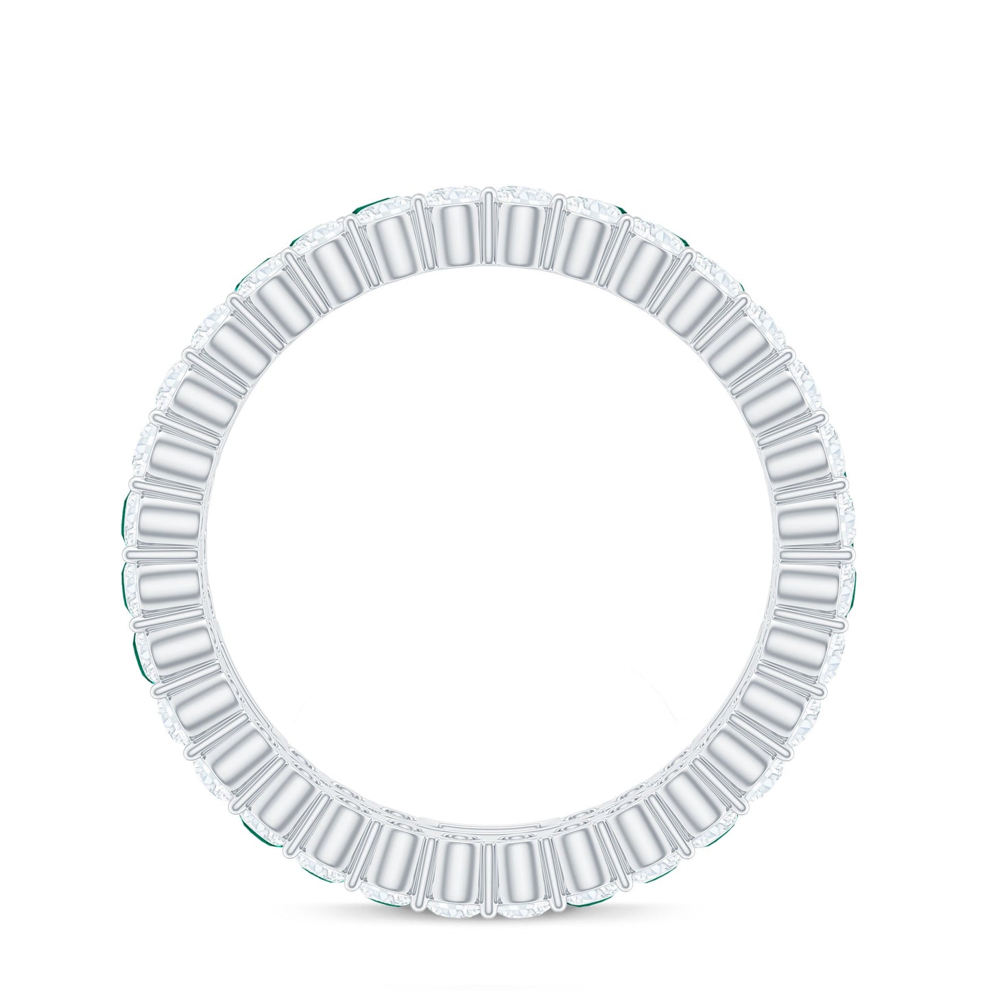 Certified Lab Grown Emerald Double Row Eternity Wedding Band