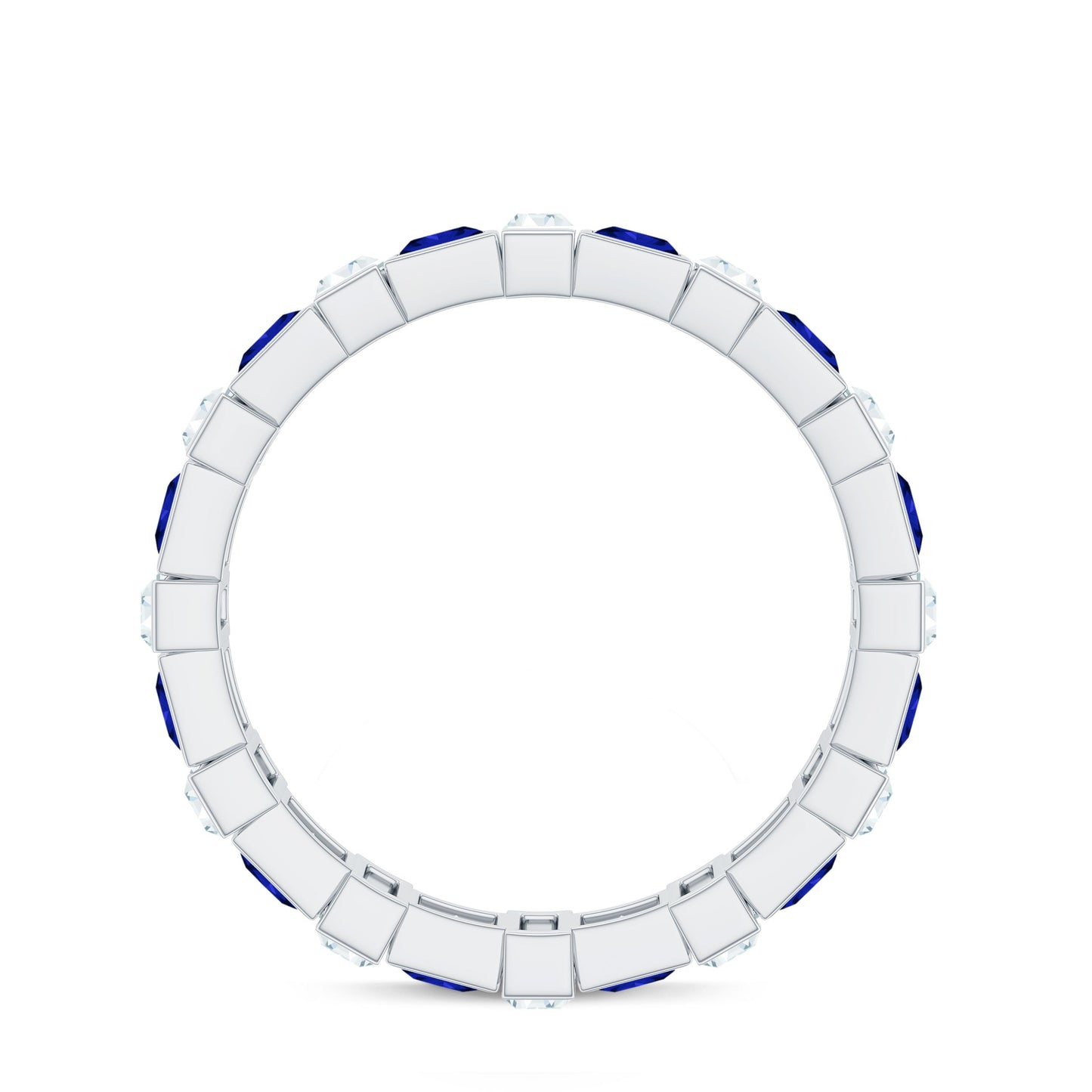 Certified Lab Grown Blue Sapphire Eternity Band with Moissanite