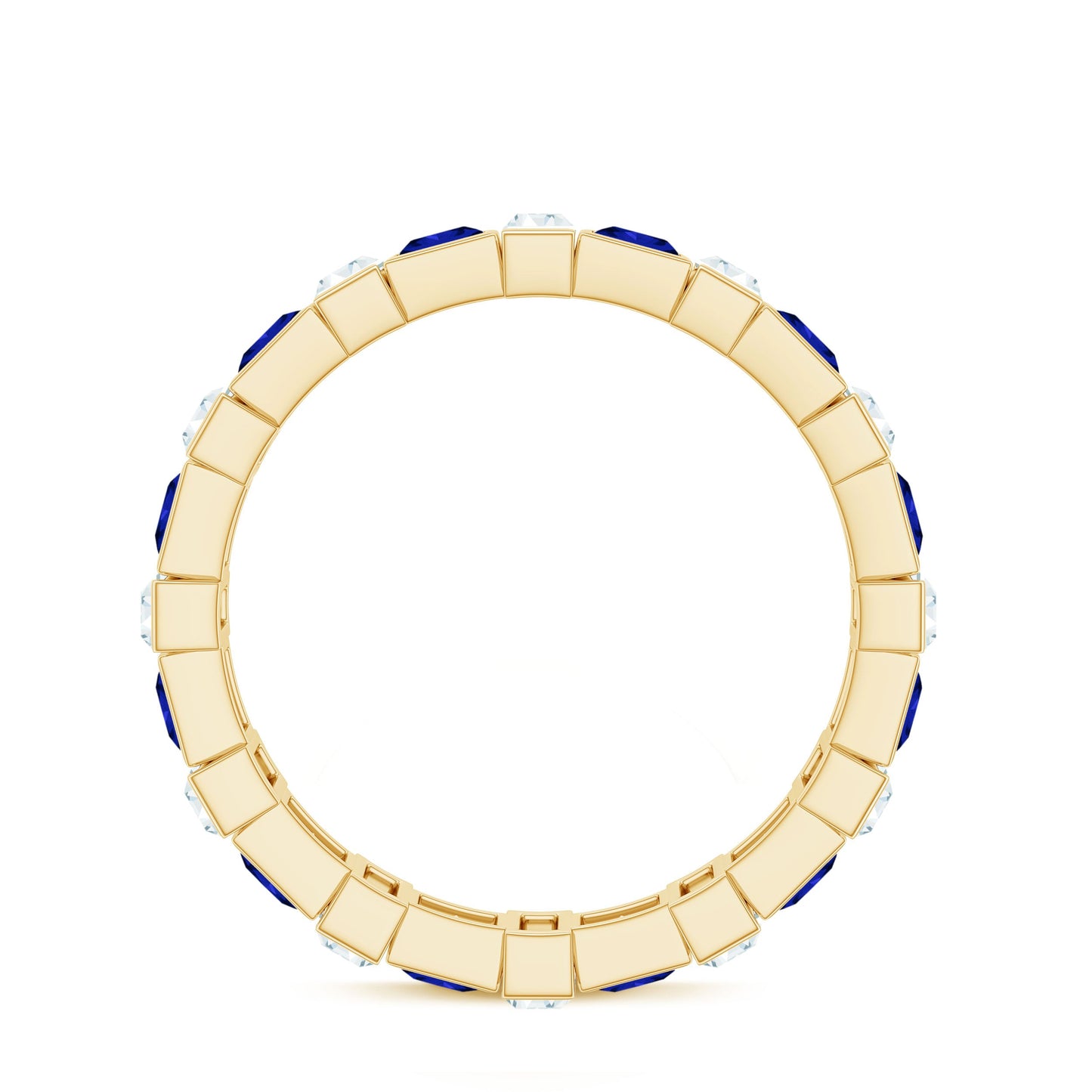 Certified Lab Grown Blue Sapphire Eternity Band with Moissanite