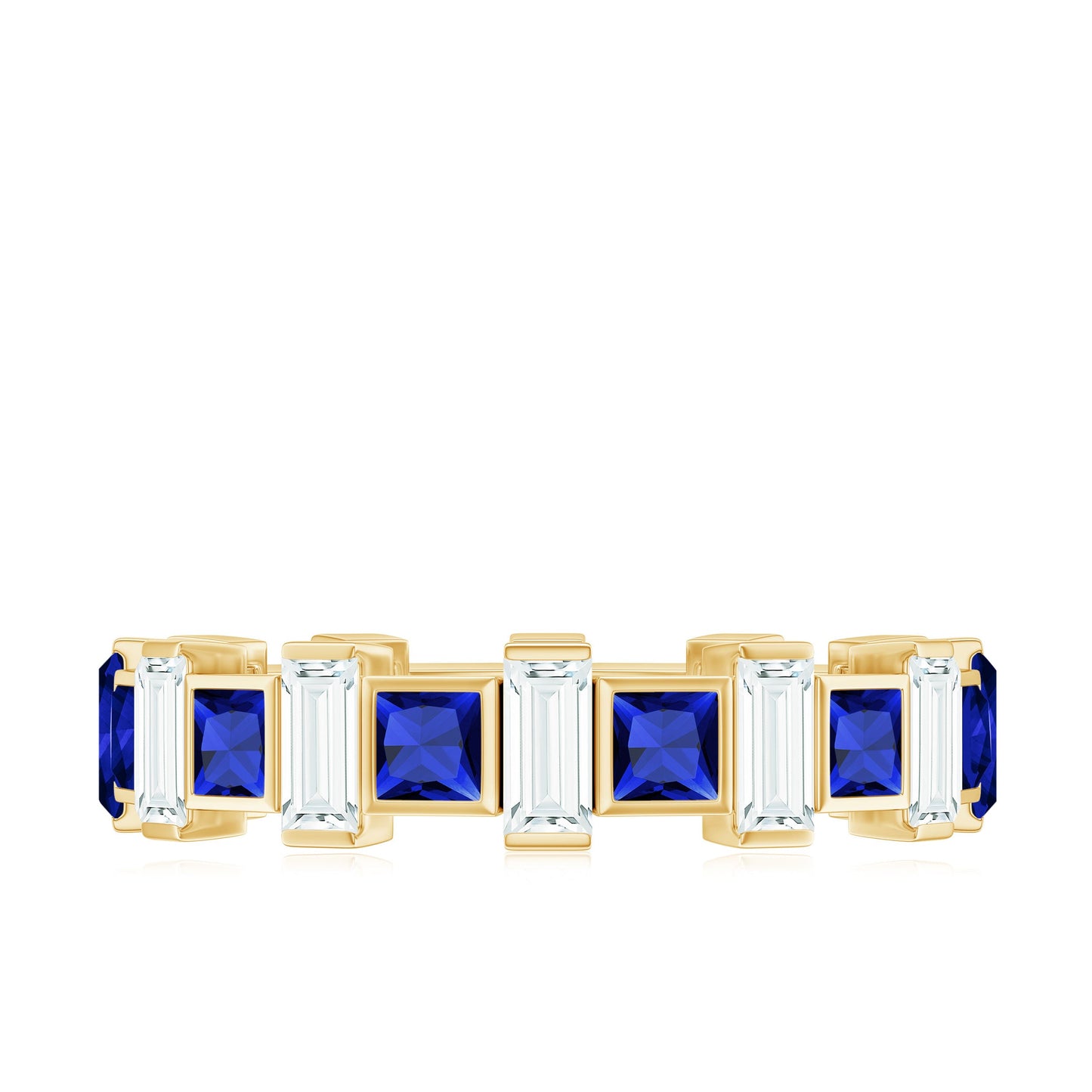 Certified Lab Grown Blue Sapphire Eternity Band with Moissanite