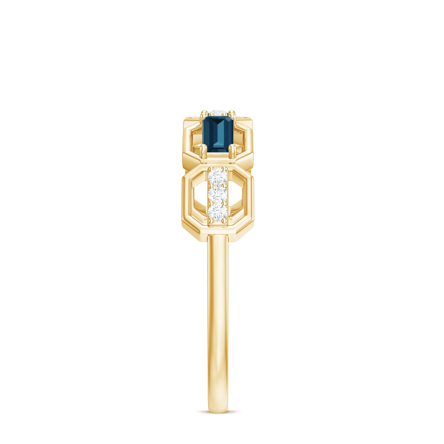 Natural London Blue Topaz Designer Eternity Band with Diamond