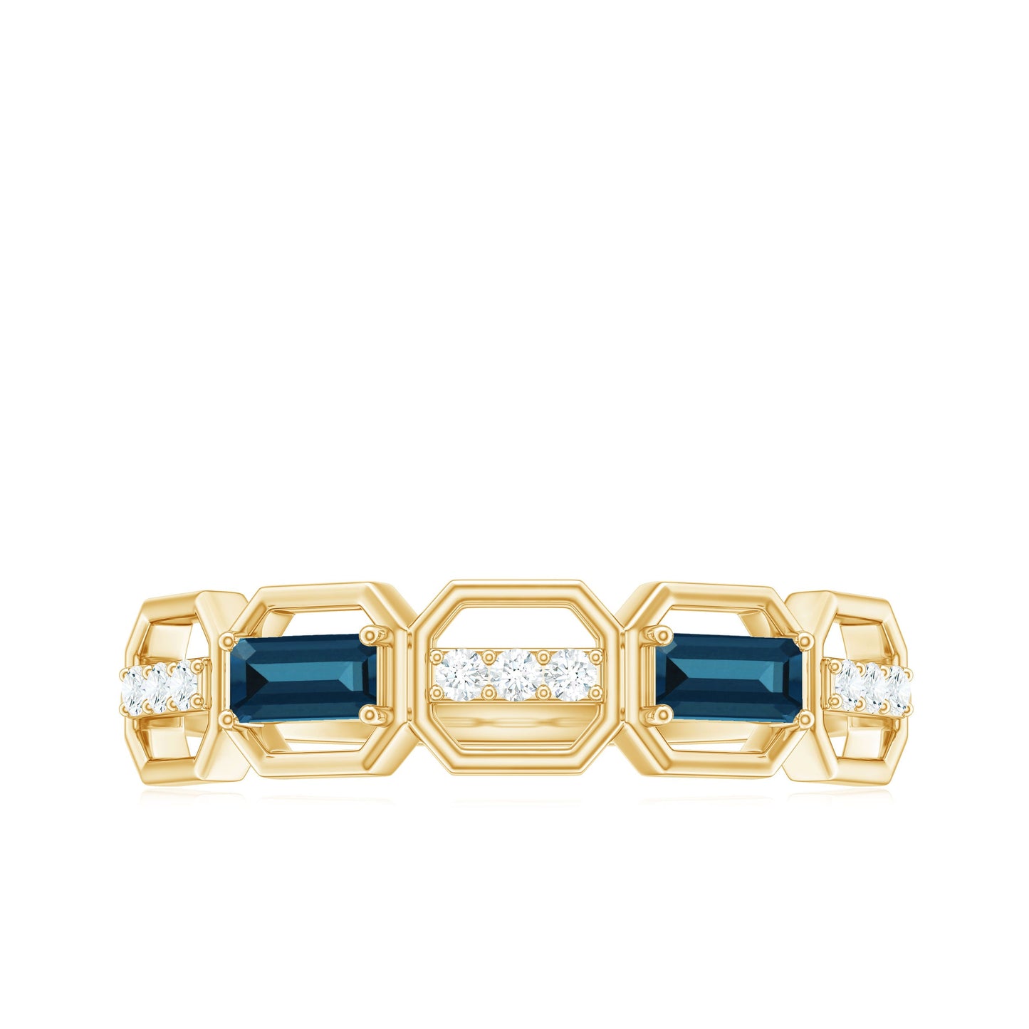 Natural London Blue Topaz Designer Eternity Band with Diamond