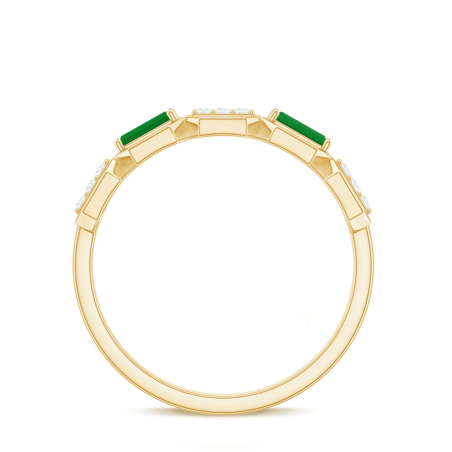 Natural Baguette Emerald Diamond Anniversary Band Ring in East West Style