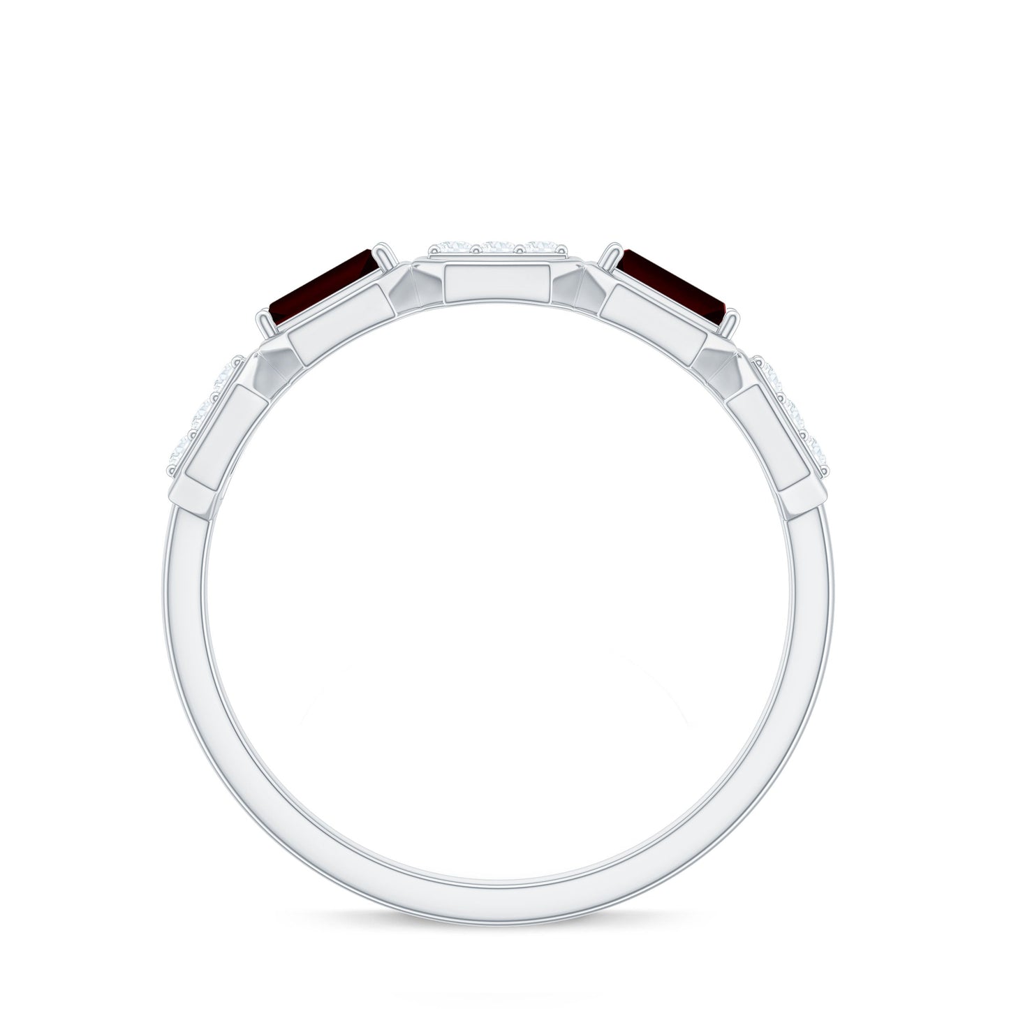 Genuine Baguette Garnet Diamond Wedding Band Ring