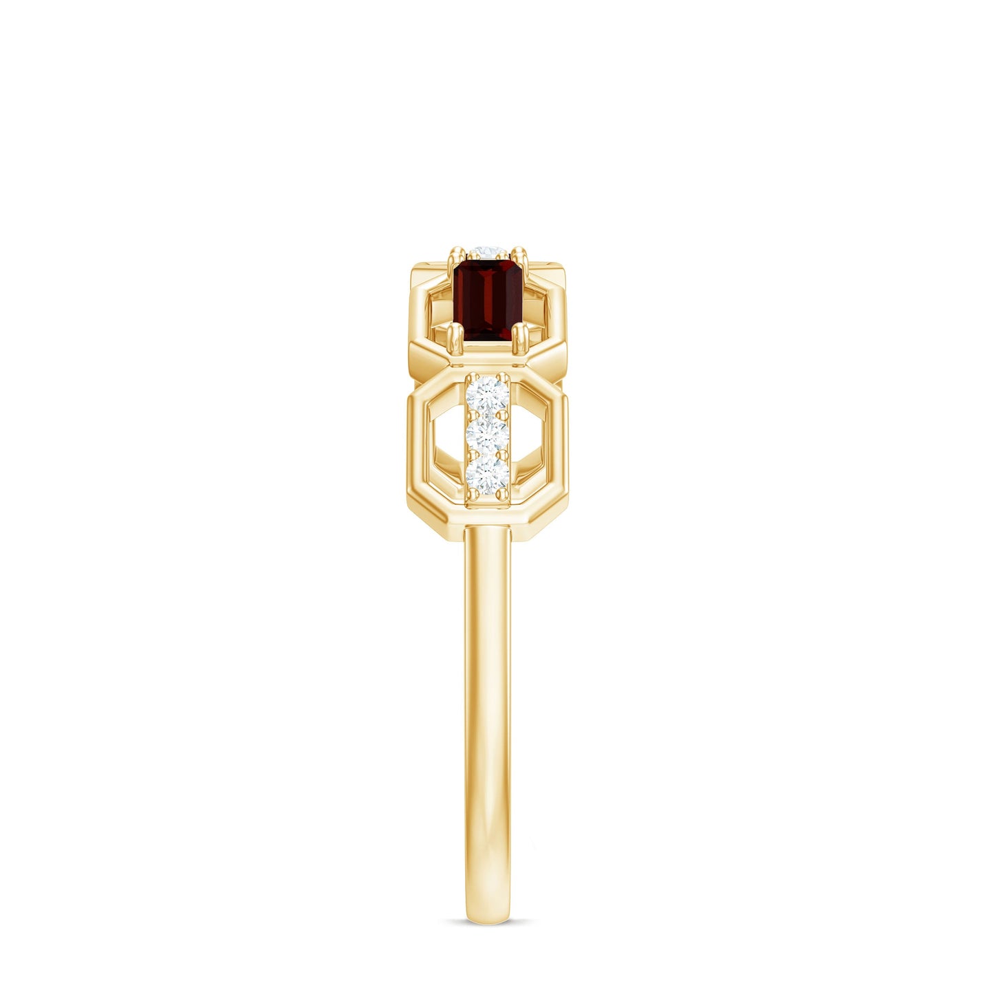 Genuine Baguette Garnet Diamond Wedding Band Ring