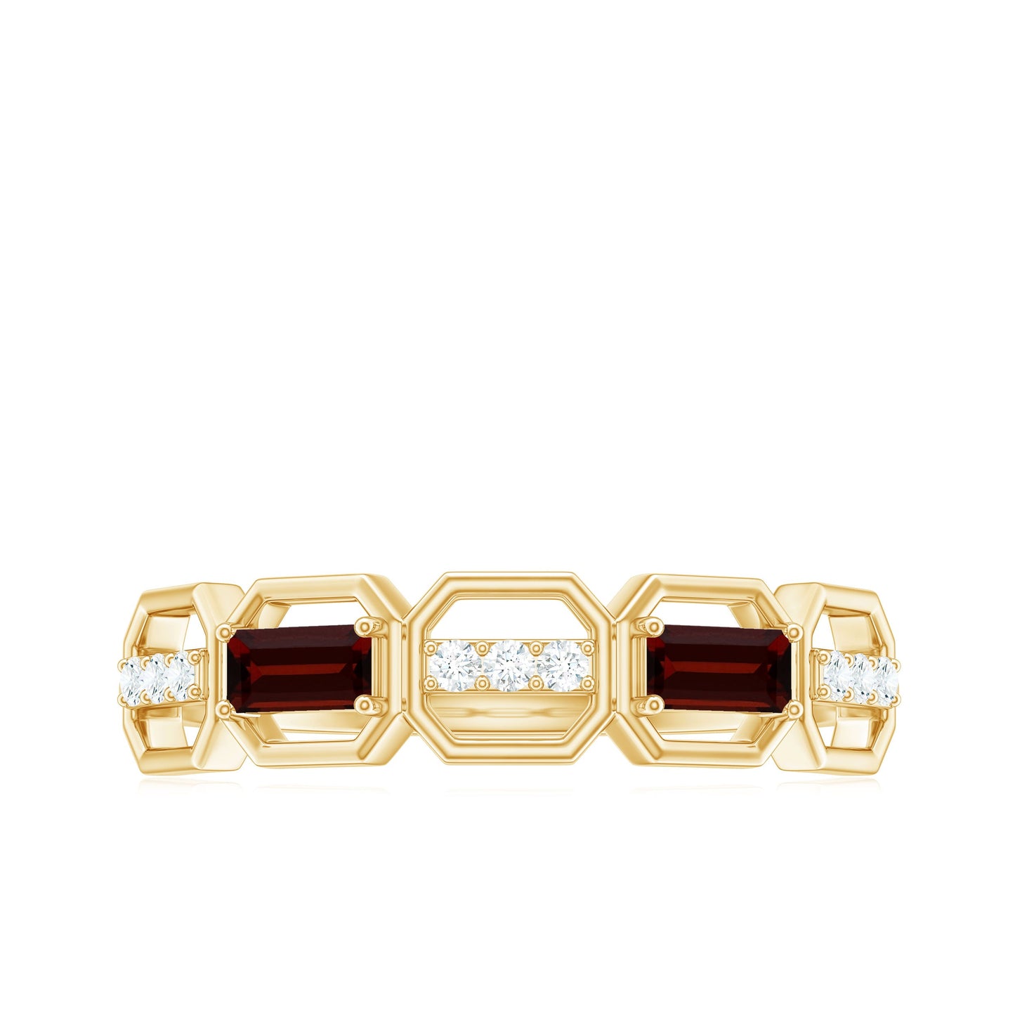 Genuine Baguette Garnet Diamond Wedding Band Ring
