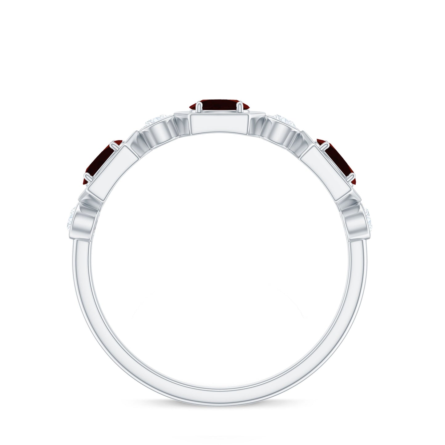 Natural Garnet Diamond Wedding Band With Certificate