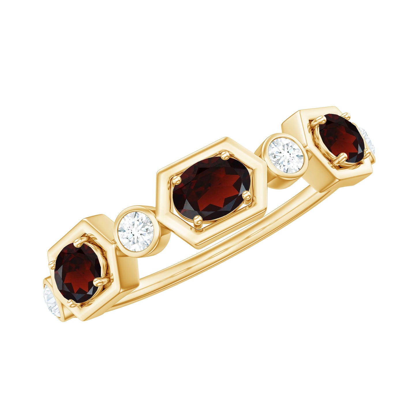 Natural Garnet Diamond Wedding Band With Certificate
