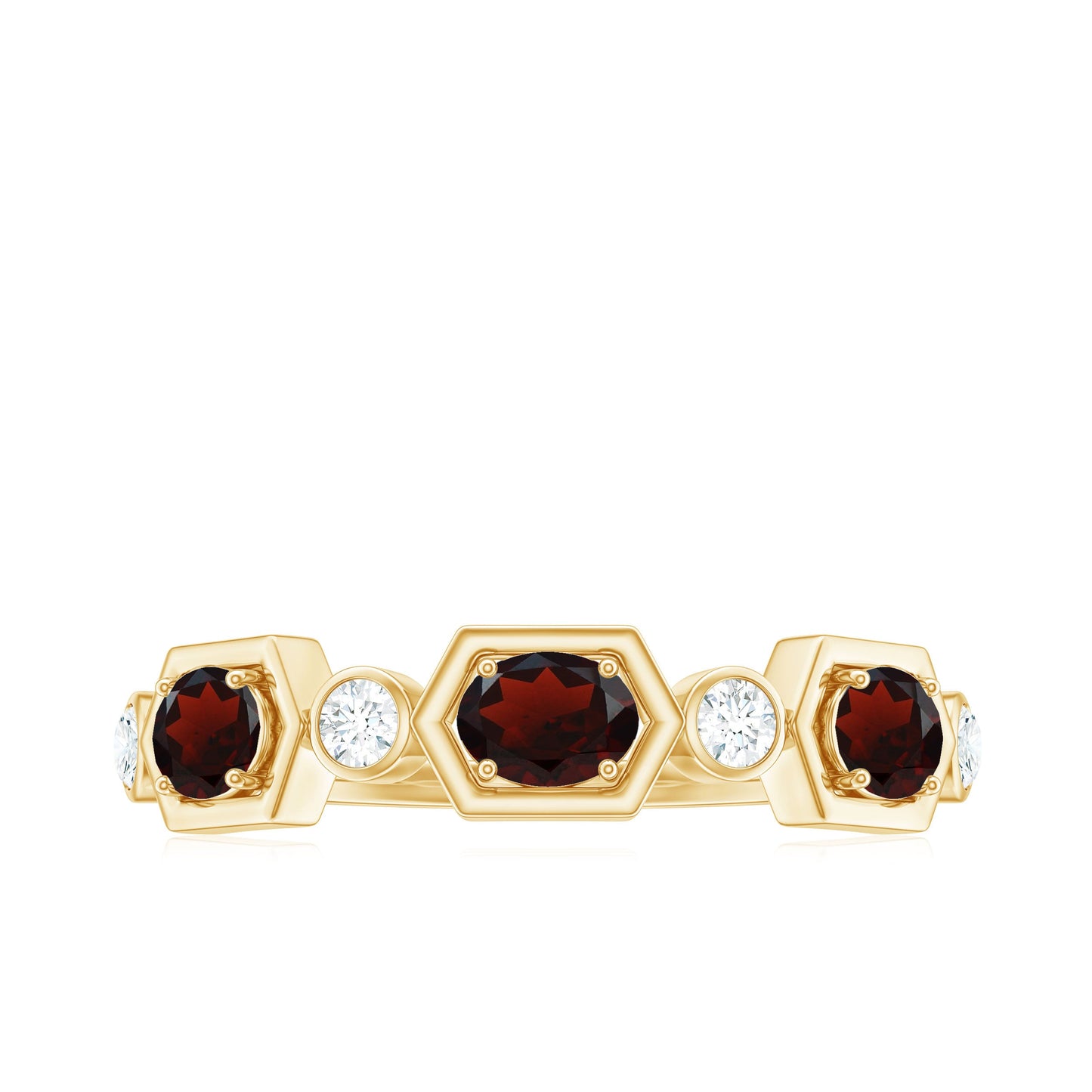Natural Garnet Diamond Wedding Band With Certificate