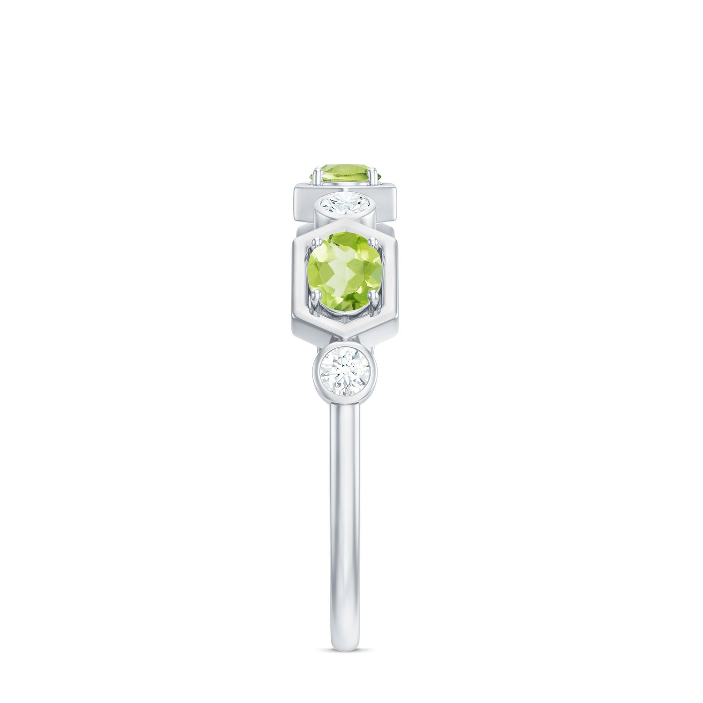 Natural Oval Peridot Diamond Half Eternity Ring for Women