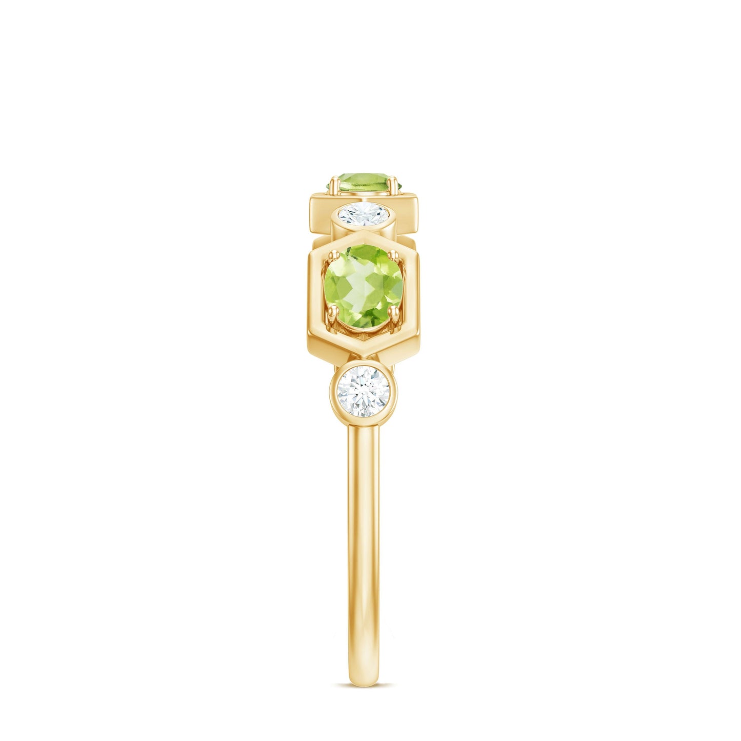 Natural Oval Peridot Diamond Half Eternity Ring for Women