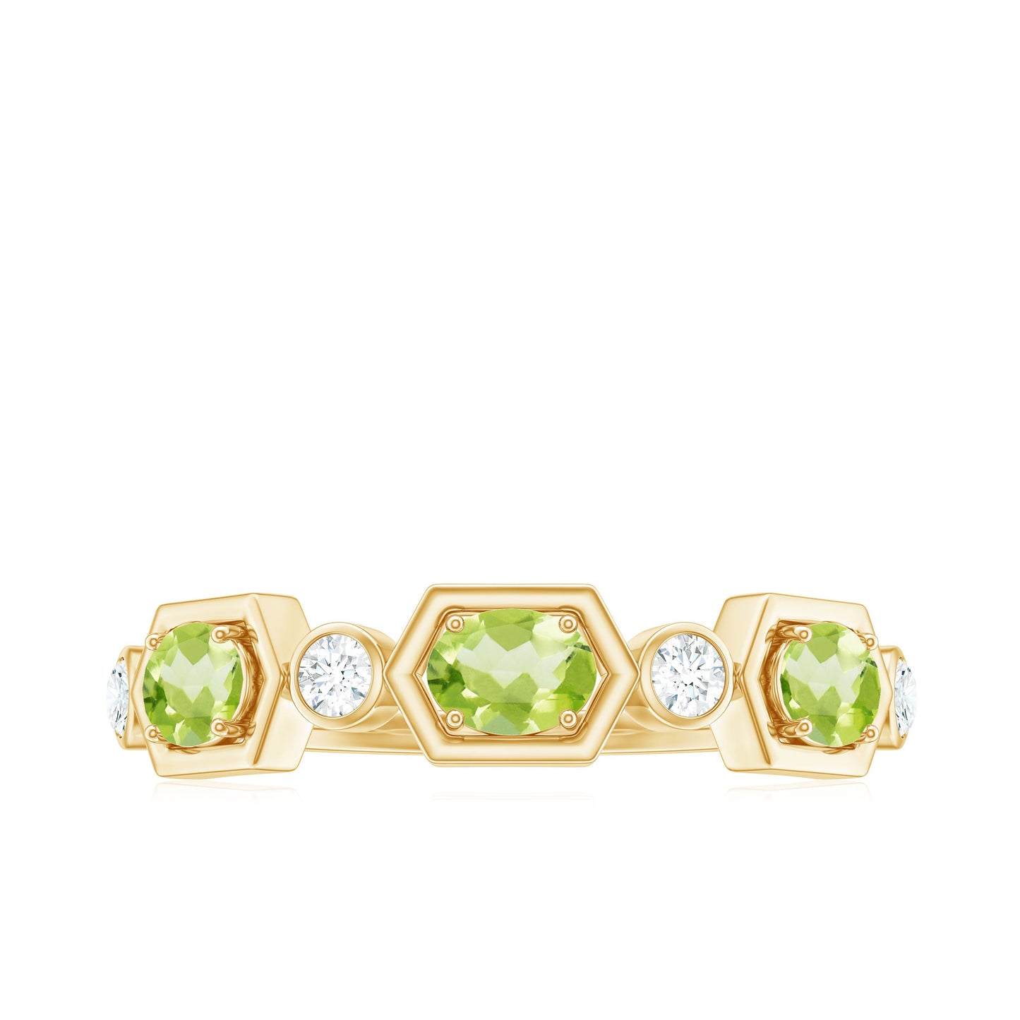 Natural Oval Peridot Diamond Half Eternity Ring for Women